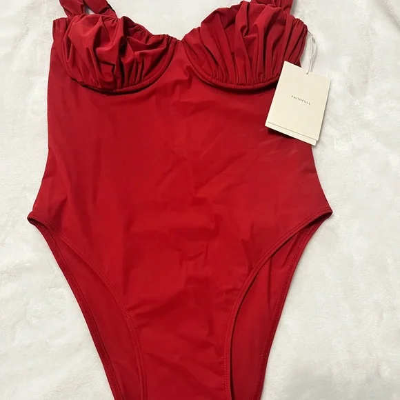 Faithfull the Brand Red One Piece Swimsuit - Picture 2 of 8
